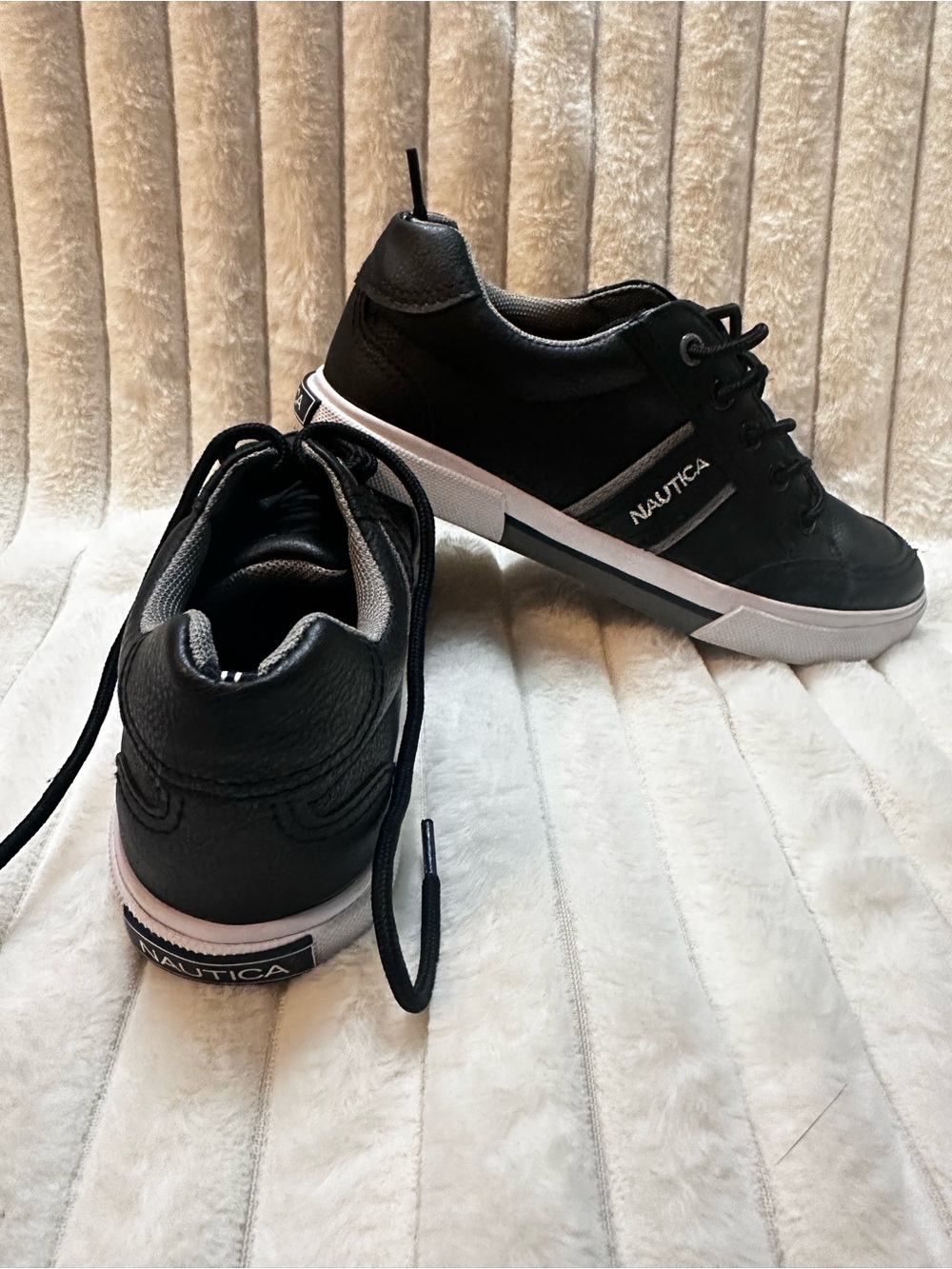 Nautica Kids Black and White Lace-Up Sneakers